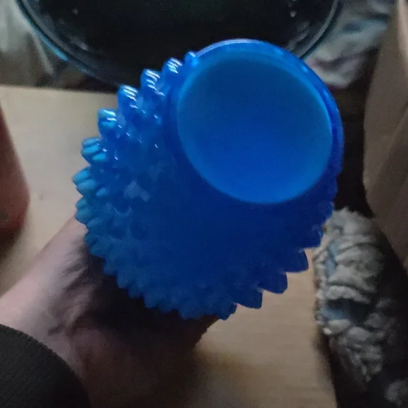 Blue Hobnail Glass Pitcher Fenton Opaque Blue Cased white milk glass Overlay - Picture 11 of 16